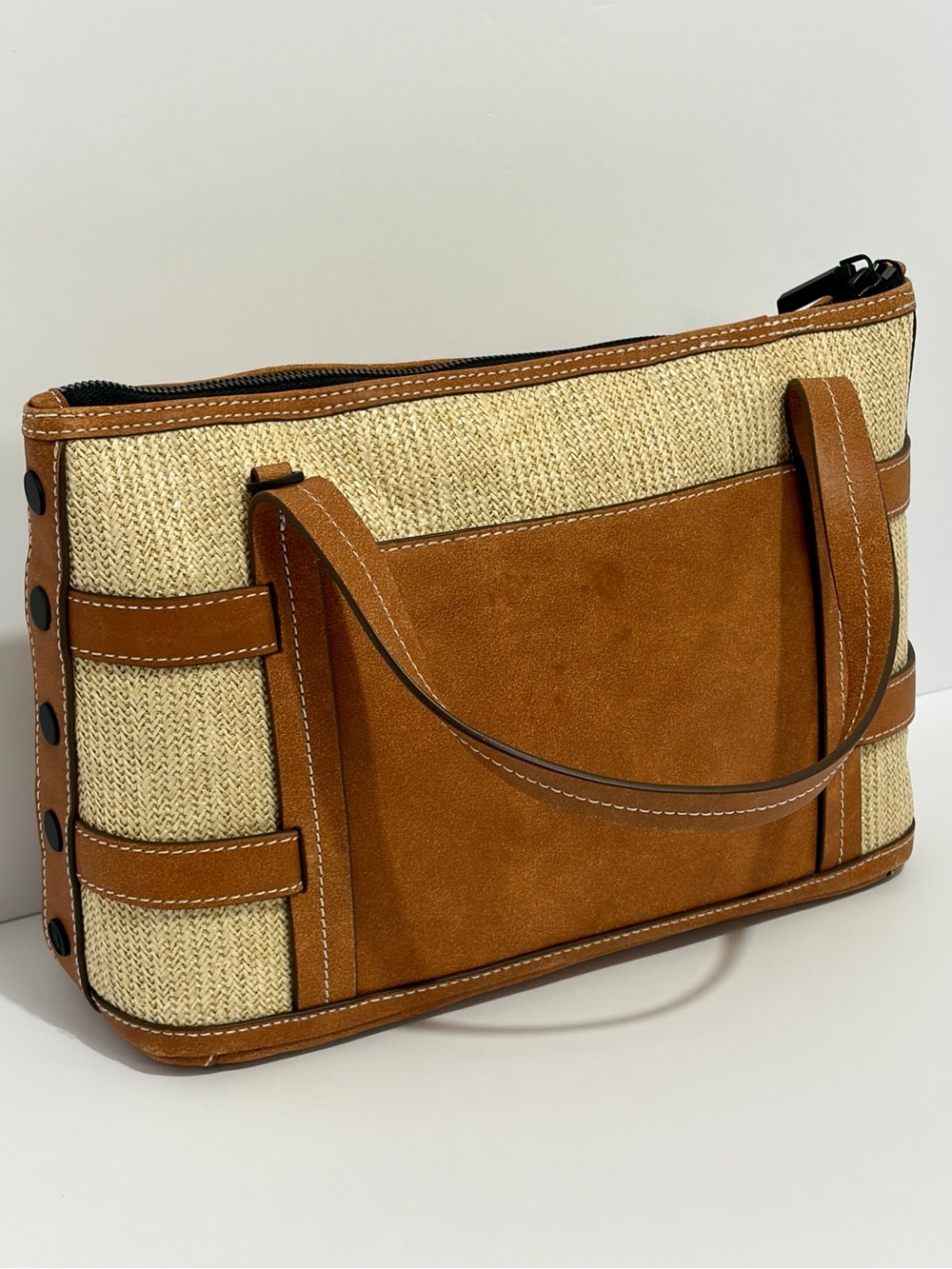 HAMMITT Addie MD Crossbody/Tote In Saddle Raffia/Bronze Hardware Like ๐ - Picture 14 of 16